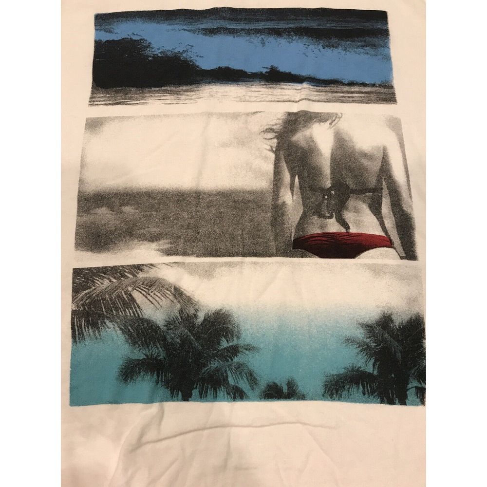 Free State T-shirt Mens‎ Medium White Surf Girl Soft Cotton Crew Neck Tee